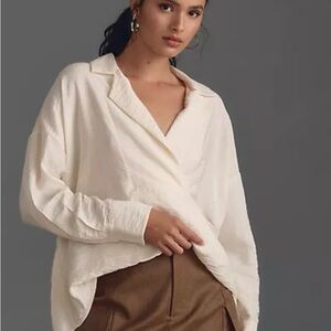 Anthropologie The Dylon Long-Sleeve Wide-Placket Top